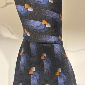 JZ Richard's Nordstrom Men's Necktie Geometric Abstract Black Blue Rust Orange